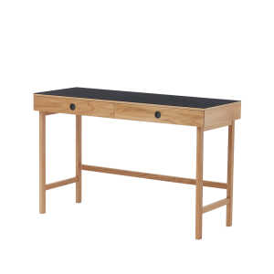A2 Mind desk Black linoleum, drawers and legs in oiled oak