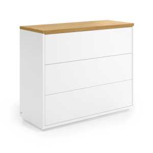 Abilen 3-drawer oak veneer and white lacquer chest of drawers 90 x 75 cm FSC 100%