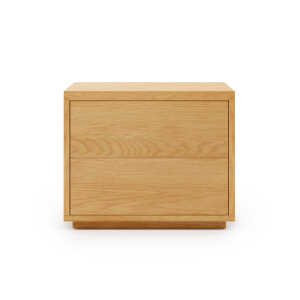Abilen oak veneer and white lacquer bedside table, 53 x 44 cm, certified FSC 100%