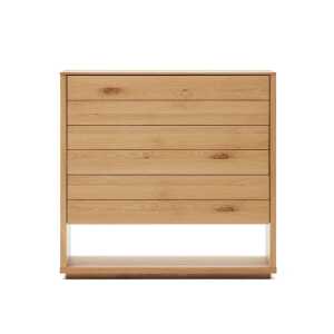 Alguema chest of drawers with 3 drawers in oak wood veneer with natural finish, 100 x 97 c