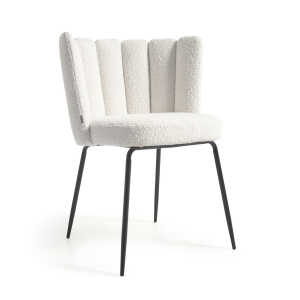 Aniela chair with white bouclé and metal with black finish FR