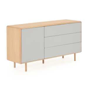 Anielle solid ash & ash veneer sideboard with 1 door and 3 drawers, 150 x 78 cm