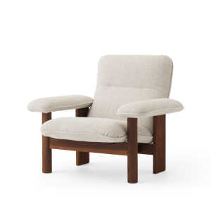 Audo Copenhagen Brasilia armchair Fabric moss 011 grey, walnut legs