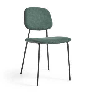 Benilda dark green stackable chair with oak veneer and steel with black finish FR