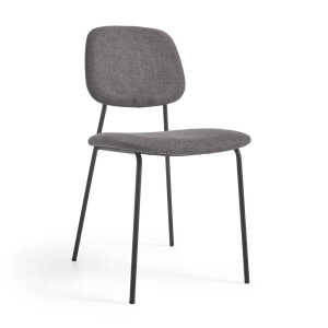Benilda dark grey stackable chair with oak veneer and steel with black finish FR