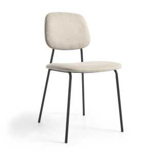 Benilda stackable beige chair with oak veneer and steel with black finish FR