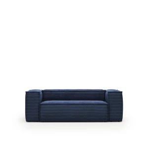 Blok 2 seater sofa in blue corduroy, 210 cm FR
