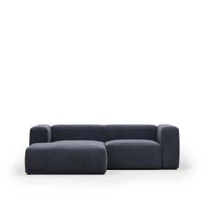 Blok 2 seater sofa with left side chaise longue in blue, 240 cm FR