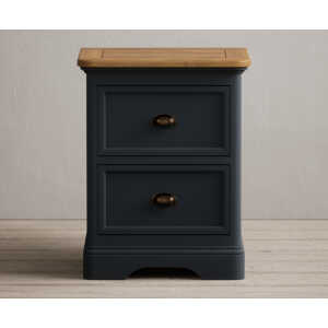 Bridstow Oak and Blue Painted 2 Drawer Bedside Chest
