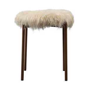 Byon June stool with fur White-brown