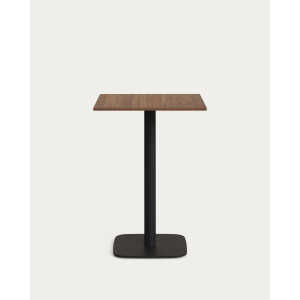 Dina high table in walnut finish melamine with metal leg in a painted black finish, 60x60x