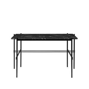 GUBI TS Desk Marble black, black lacquered steel