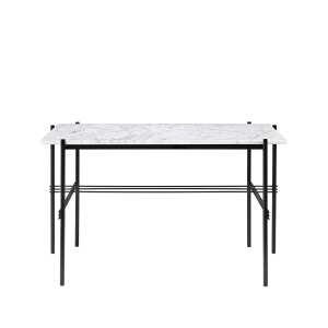 GUBI TS Desk Marble white, black lacquered steel