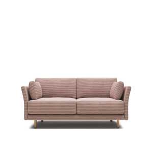 Gilma 2 seater sofa in pink wide seam corduroy with natural finish legs, 170 cm FR