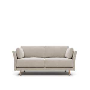 Gilma 2 seater sofa in white with natural finish legs, 170 cm FR