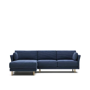 Gilma 3 seater sofa, right/left chaise in blue wide seam corduroy natural legs, 260cm FR