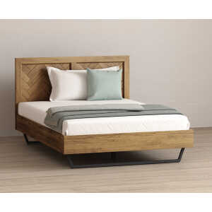 Herringbone Solid Oak Double Bed