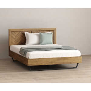 Herringbone Solid Oak King Size Bed