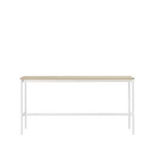 Muuto Base high bar table Oak, white legs, plywood edge, b50 l190 h95