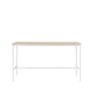 Muuto Base high bar table Oak, white legs, plywood edge, b85 l190 h105