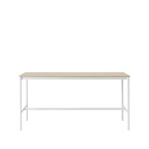 Muuto Base high bar table Oak, white legs, plywood edge, b85 l190 h95