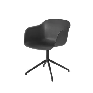 Muuto Fiber armchair office chair swivel base with return Black, black stand