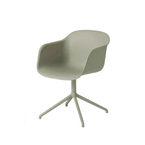 Muuto Fiber armchair office chair swivel base with return Dusty green, green base