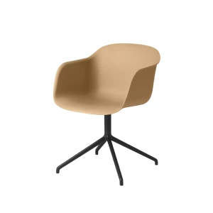 Muuto Fiber armchair office chair swivel base with return Ochre, black stand