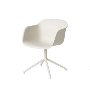 Muuto Fiber armchair office chair swivel base with return White, white base