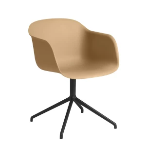 Muuto Fiber armchair swivel base office chair Ochre-Black (plastic)