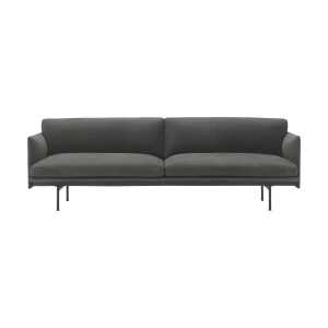 Muuto Outline 3-seater sofa leather Grace leather Camel-black legs