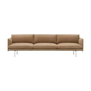 Muuto Outline 3.5-seater sofa polished aluminum Grace leather Camel