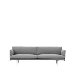 Muuto Outline sofa 3-seat fabric Fabric fiord 151 grey. black leg