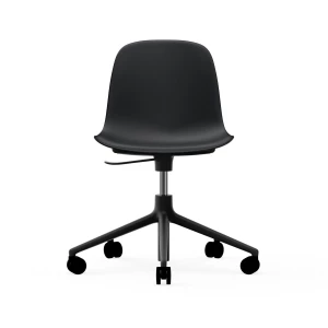 Normann Copenhagen Form swivel chair, 5W office chair Black, black aluminium, wheels