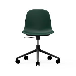 Normann Copenhagen Form swivel chair, 5W office chair Green, black aluminium, wheels