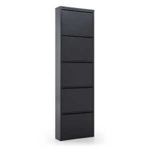 Ode shoe rack with 5 doors in dark grey, 50 x 168.5 cm