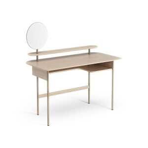 Swedese Luna desk with shelf and mirror Oak white-pigmented