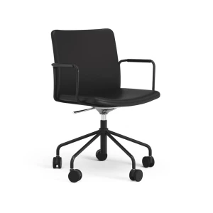 Swedese Stella office chair can be raised/lowered with tilt Leather elmosoft 99999 black, black stand, flexible back
