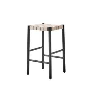 &Tradition Betty TK7 barstool Black, nature braided linen band seat