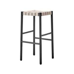&Tradition Betty TK8 barstool Black, natural braided linen band seat