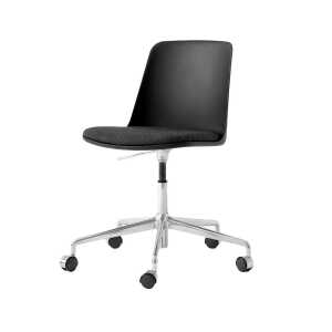 &Tradition Rely HW29 office chair Fabric re-wool 198 black, black cover, aluminium base