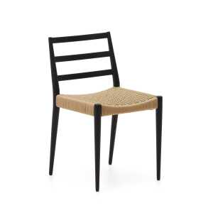 Analy chair in solid oak with black finish and rope seat FSC 100%