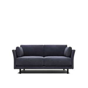 Gilma 2 seater sofa in blue with black finish legs, 170 cm FR