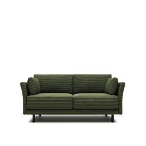 Gilma 2 seater sofa in green wide seam corduroy with black finish legs, 170 cm FR