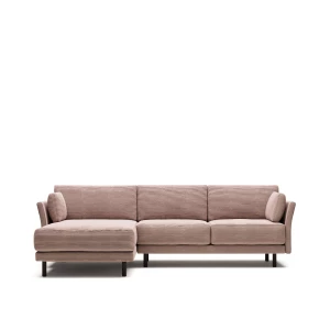 Gilma 3 seater sofa, left/right chaise in pink wide seam corduroy w/ black legs, 260 cm FR