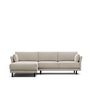Gilma 3 seater sofa, left/right chaise longue in white with black legs, 260 cm FR