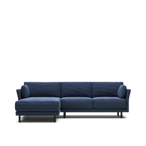 Gilma 3 seater sofa, right/left chaise in blue wide seam corduroy, black legs, 260cm FR