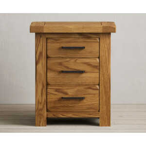 Harrogate Rustic Solid Oak 3 Drawer Bedside Table