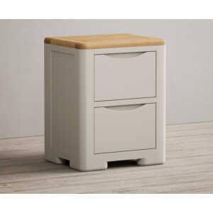 Alba Oak and Soft White Painted 2 Drawer Bedside Chest