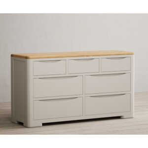 Alba Oak and Soft White Painted Wide Chest Of Drawers